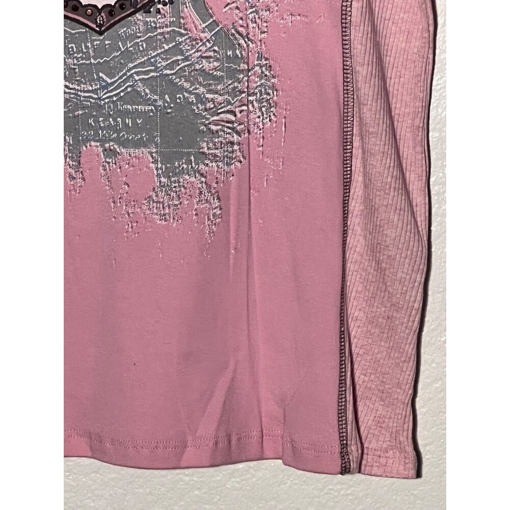 Vanilla Sugar Top 1X Pink Motorcycle  Sequin Ribbed 3/4 Sleeve Y2K Chic USA - Picture 9 of 16